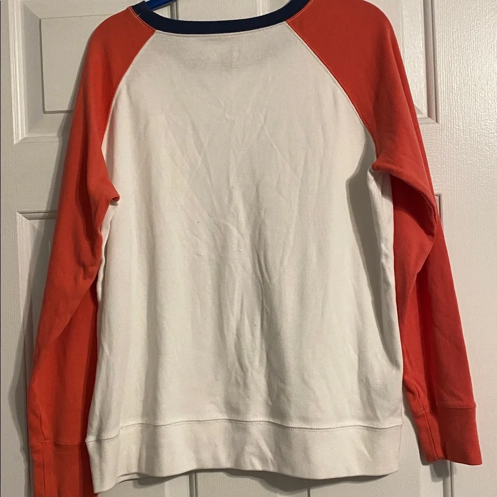 Eddie Bauer White and Orange Crewneck Top. Soft and comfortable - Picture 3 of 7